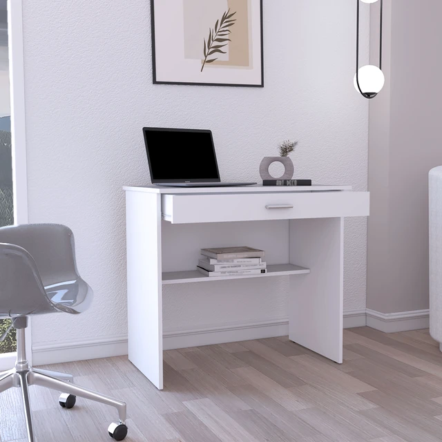 Alt view image 4 of 7 - 80 C Writting Desk, Compact Workstation with Drawer and Lower Shelf