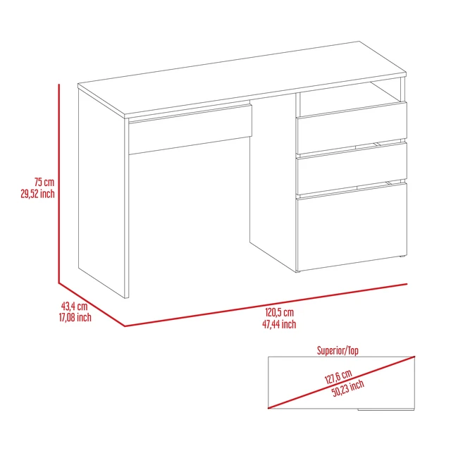 Alt view image 7 of 7 - Wenge 3-Drawer 1-Shelf Computer Desk