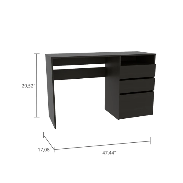 Alt view image 5 of 7 - Wenge 3-Drawer 1-Shelf Computer Desk