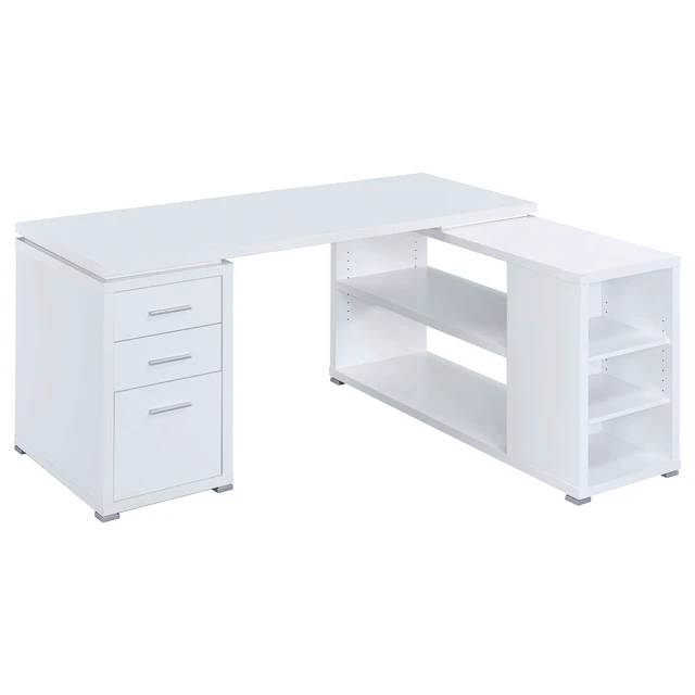 Alt view image 2 of 7 - Tona White Driftwood 3-Drawer L-Shape Computer Desk