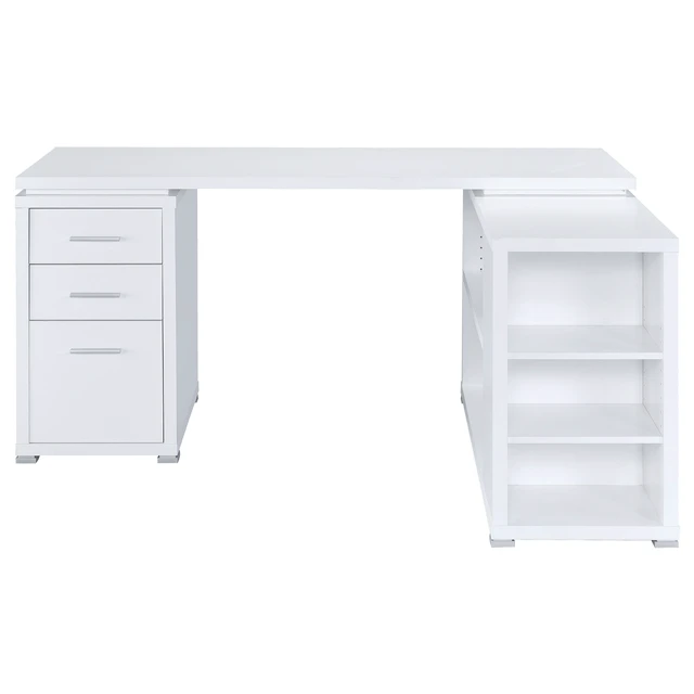 Alt view image 4 of 7 - Tona White Driftwood 3-Drawer L-Shape Computer Desk