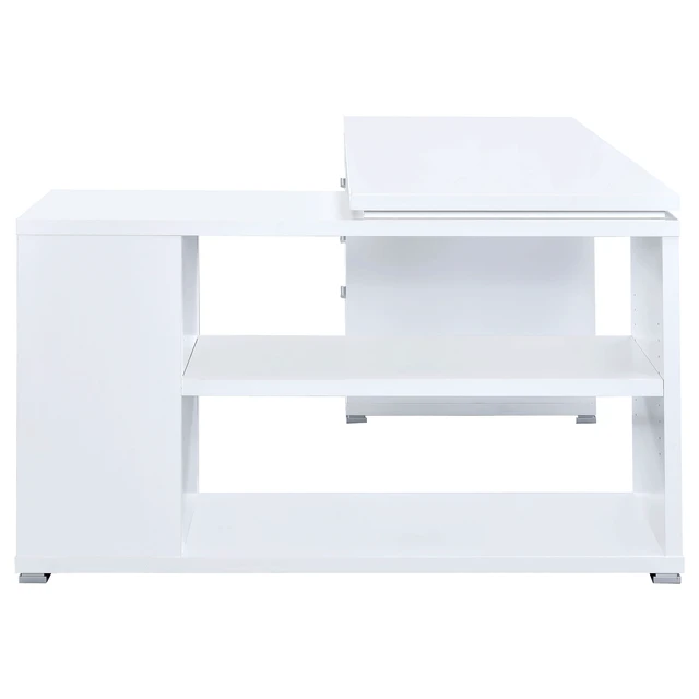 Alt view image 7 of 7 - Tona White Driftwood 3-Drawer L-Shape Computer Desk