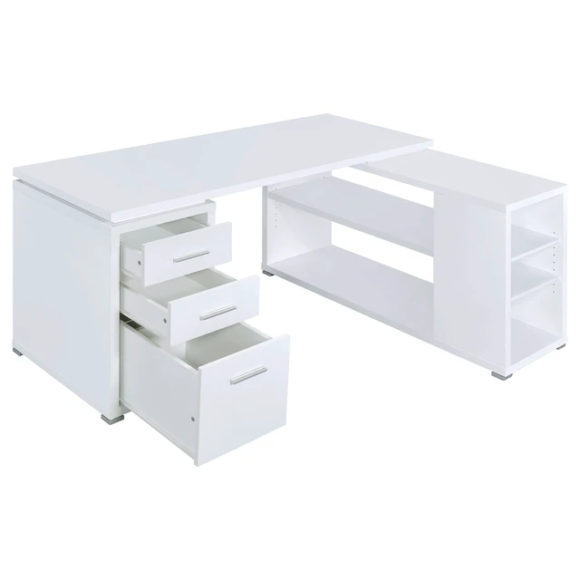 Alt view image 5 of 7 - Tona White Driftwood 3-Drawer L-Shape Computer Desk