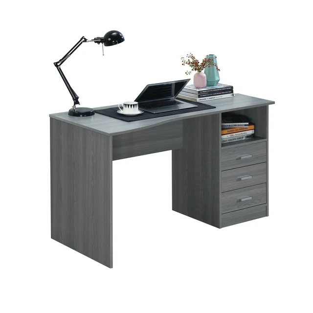 Alt view image 2 of 7 - Classic Computer Desk with Multiple Drawers, Grey