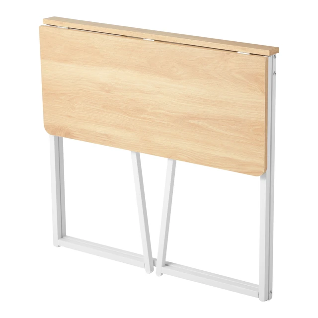Alt view image 4 of 7 - Folding Desk, 31.5" Foldable Table for Small Spaces with Storage Hooks, Space Saving Computer Table, Writing Workstation for Home Office, Easy Assembly, Oak