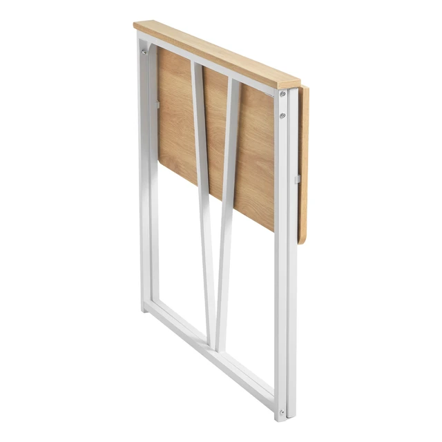 Alt view image 5 of 7 - Folding Desk, 31.5" Foldable Table for Small Spaces with Storage Hooks, Space Saving Computer Table, Writing Workstation for Home Office, Easy Assembly, Oak