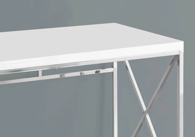 Alt view image 2 of 5 - Computer Desk, Home Office, Laptop, Work, Glossy White Laminate, Chrome Metal, Contemporary, Modern