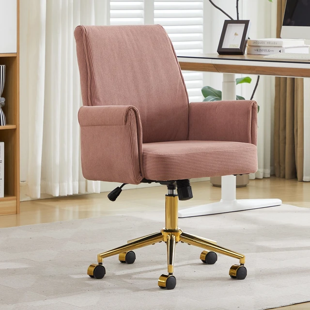 Main image of Mid-back liftable office chair, striped fabric, and ergonomically designed, is an excellent choice for working, studying or relaxing. The mid-back design provides a better sitting experience.Pink