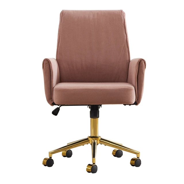 Alt view image 2 of 7 - Mid-back liftable office chair, striped fabric, and ergonomically designed, is an excellent choice for working, studying or relaxing. The mid-back design provides a better sitting experience.Pink