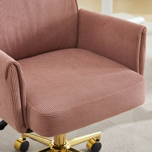 Alt view image 5 of 7 - Mid-back liftable office chair, striped fabric, and ergonomically designed, is an excellent choice for working, studying or relaxing. The mid-back design provides a better sitting experience.Pink
