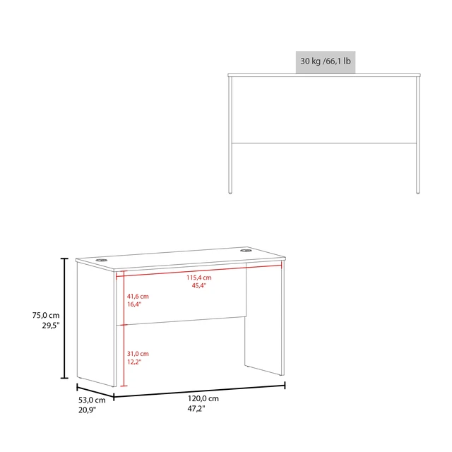 Alt view image 4 of 7 - Malibu 47" Wide Study Desk White Modern Simple Computer & Laptop Table Dining Table for Bedroom, Living Room, Home and Office, Kitchen White