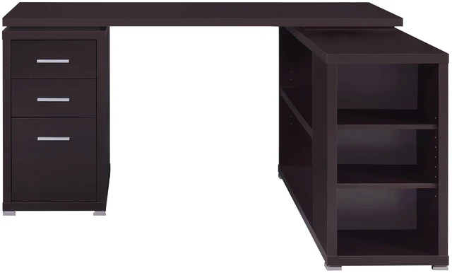 Alt view image 4 of 7 - Tona Cappuccino 3-Drawer L-shape Computer Desk