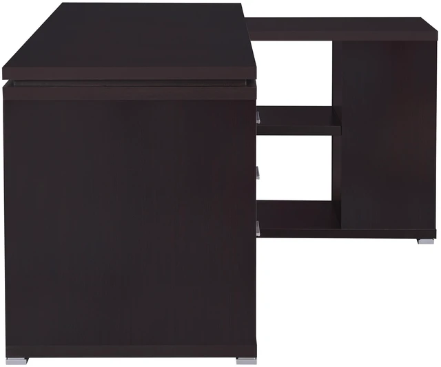 Alt view image 7 of 7 - Tona Cappuccino 3-Drawer L-shape Computer Desk