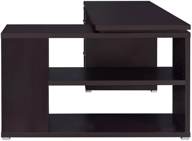 Alt view image 6 of 7 - Tona Cappuccino 3-Drawer L-shape Computer Desk