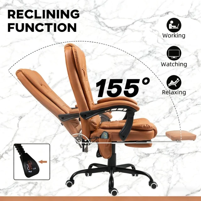 Alt view image 6 of 7 - Vibrating Massage Office Chair,High Back Massaging Office Desk Chair with Lumbar Support,Footrest