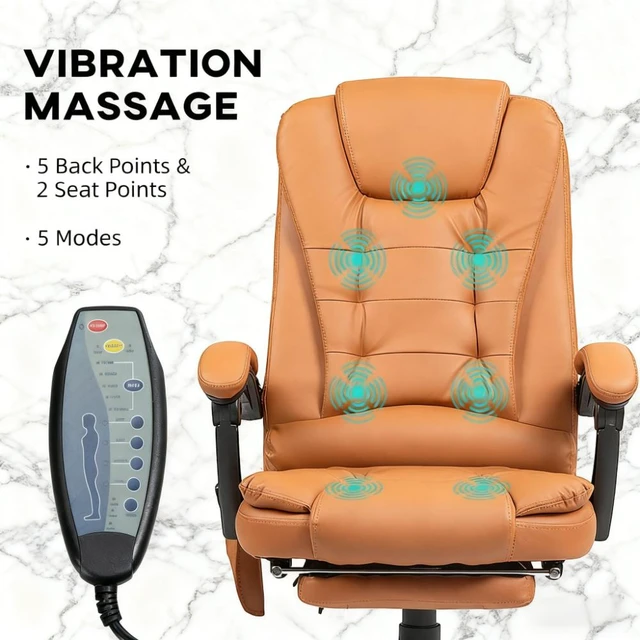 Alt view image 7 of 7 - Vibrating Massage Office Chair,High Back Massaging Office Desk Chair with Lumbar Support,Footrest