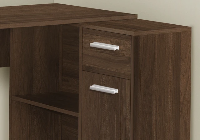 Alt view image 2 of 5 - Computer Desk, Home Office, Corner, Storage Drawers, 46"l, L Shape, Work, Laptop, Walnut Laminate, Contemporary, Modern