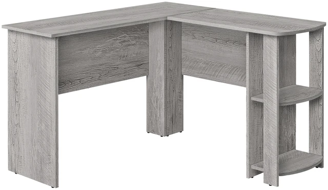 Main image of Computer Desk, Home Office, Corner, Storage Shelves, 48"l, L Shape, Work, Laptop, Grey Laminate, Contemporary, Modern