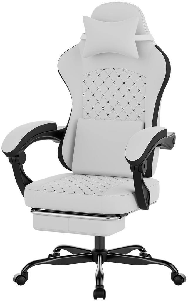 Main image of Gaming Chair with Massage,Ergonomic PC Gaming Chair Computer Chairs with Footrest Comfortable Headrest and Lumbar Support, High Back WHITEBLACK