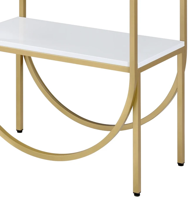 Alt view image 7 of 7 - Lightmane White High Gloss & Gold Finish Writing Desk
