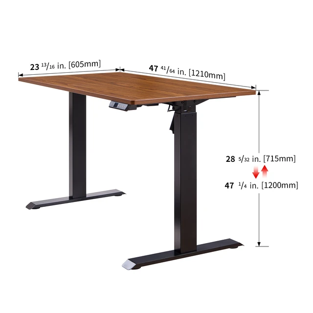Alt view image 4 of 7 - Electric Standing Desk, Adjustable Height Stand up Desk, 24x48 Inches Sit Stand Home Office Desk,Black Frame/Mahogany Top