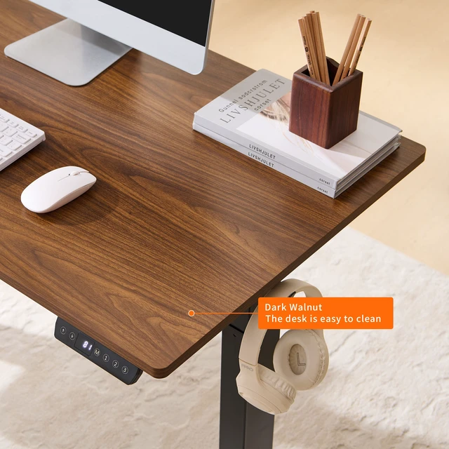 Alt view image 6 of 7 - Electric Standing Desk, Adjustable Height Stand up Desk, 24x48 Inches Sit Stand Home Office Desk,Black Frame/Mahogany Top
