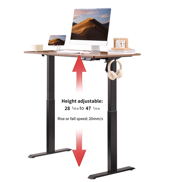 Alt view image 5 of 7 - Electric Standing Desk, Adjustable Height Stand up Desk, 24x48 Inches Sit Stand Home Office Desk,Black Frame/Mahogany Top