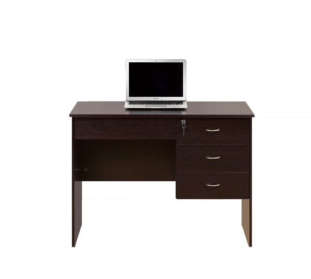Alt view image 3 of 5 - Three locking drawers on metal glides Student Desk Work Desk Modesty Panel Metal Bar Handles