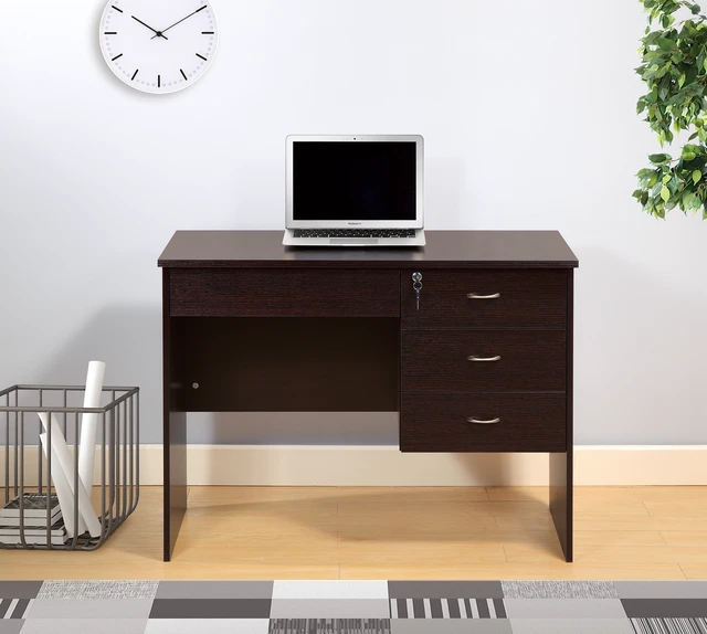 Alt view image 2 of 5 - Three locking drawers on metal glides Student Desk Work Desk Modesty Panel Metal Bar Handles
