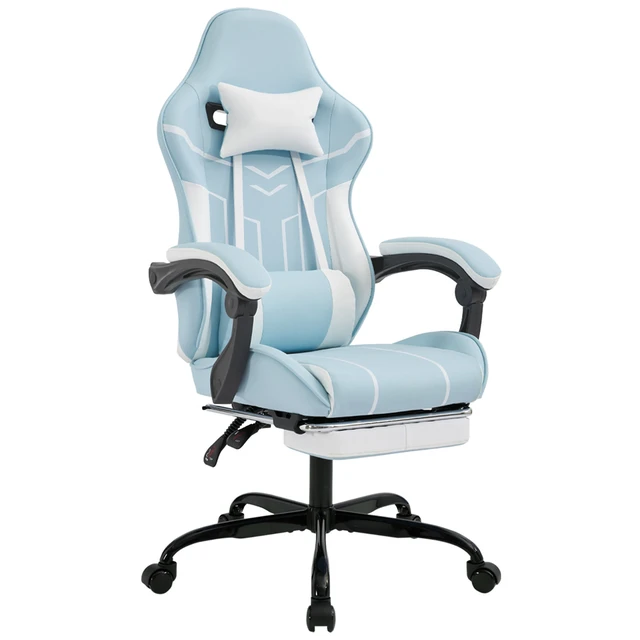 Alt view image 2 of 7 - Gaming chair, Computer Chair Ergonomic Chair with Footrest Office Chair Ergonomic Computer Chair with Lumbar Backrest Bluewhite