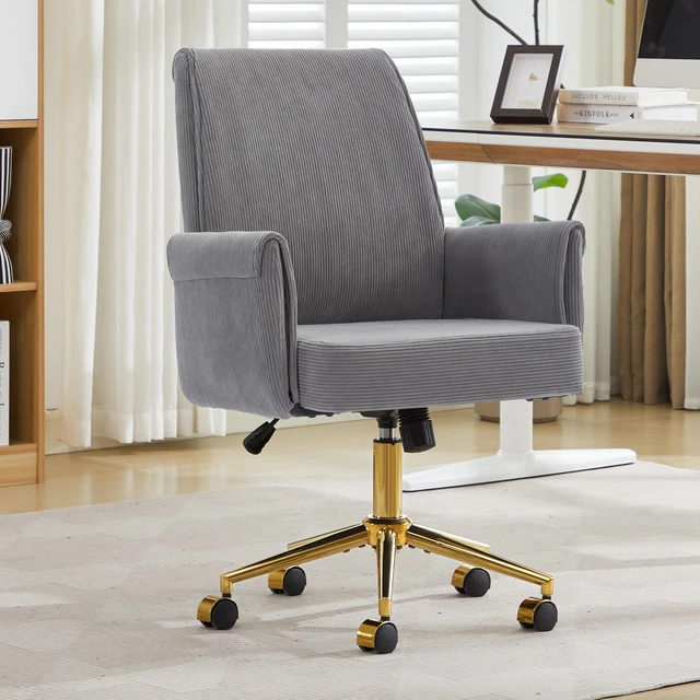 Main image of Mid-back liftable office chair, striped fabric, and ergonomically designed, is an excellent choice for working, studying or relaxing. The mid-back design provides a better sitting experience.Gray