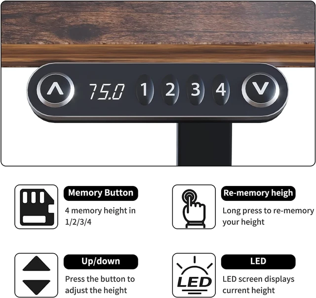 Alt view image 6 of 6 - 63"×30" Dual Motor Curve Design Height Adjustable Electric Standing Desk Height Stand Up Computer Desk,Sit and Stand Home Office Desk with Splice Board (white&oak desktop+dual motor white frame)
