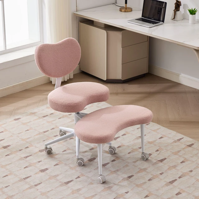 Main image of Meditation Chair Plus, Cross Legged Chair with Wheels, ADHD Chair, Criss Cross Desk Chair with Lumbar Support and Adjustable Stool, Flexible Design for Fidgety Sitters, Pink