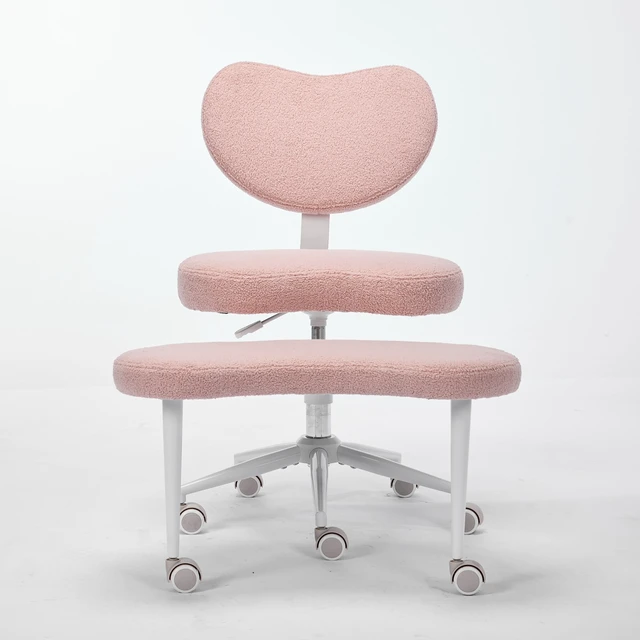 Alt view image 2 of 7 - Meditation Chair Plus, Cross Legged Chair with Wheels, ADHD Chair, Criss Cross Desk Chair with Lumbar Support and Adjustable Stool, Flexible Design for Fidgety Sitters, Pink