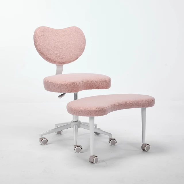 Alt view image 3 of 7 - Meditation Chair Plus, Cross Legged Chair with Wheels, ADHD Chair, Criss Cross Desk Chair with Lumbar Support and Adjustable Stool, Flexible Design for Fidgety Sitters, Pink