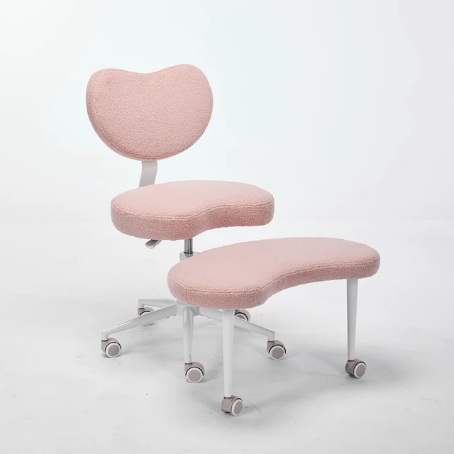 Alt view image 5 of 7 - Meditation Chair Plus, Cross Legged Chair with Wheels, ADHD Chair, Criss Cross Desk Chair with Lumbar Support and Adjustable Stool, Flexible Design for Fidgety Sitters, Pink