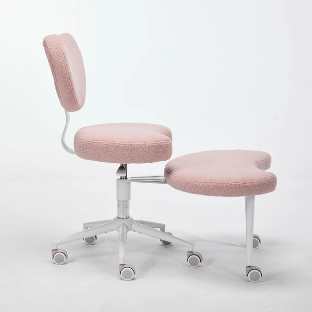 Alt view image 6 of 7 - Meditation Chair Plus, Cross Legged Chair with Wheels, ADHD Chair, Criss Cross Desk Chair with Lumbar Support and Adjustable Stool, Flexible Design for Fidgety Sitters, Pink