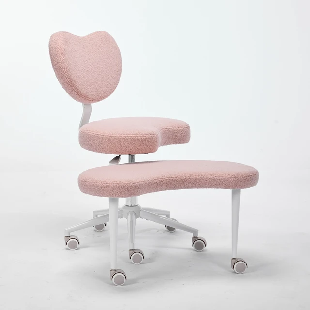 Alt view image 4 of 7 - Meditation Chair Plus, Cross Legged Chair with Wheels, ADHD Chair, Criss Cross Desk Chair with Lumbar Support and Adjustable Stool, Flexible Design for Fidgety Sitters, Pink