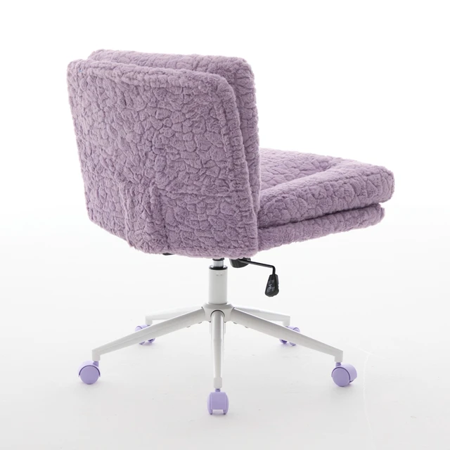 Alt view image 7 of 7 - W26.4 inch Wider seat Office Chair,Artificial rabbit hair Home Office Chair with Metal Base,Adjustable Desk Chair Swivel Office Chair,Vanity Chair(Violet)