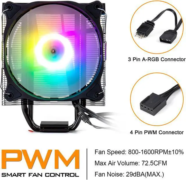 Alt view image 3 of 4 - darkFlash Darkair Plus Addressable RGB CPU Air Cooler 4 Heatpipes Double 120MM 4Pin PWM Fan ARGB Tower CPU Air Cooler