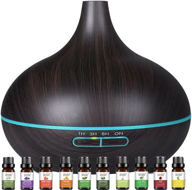 Main image of Gemdeck Ultrasonic Humidifiers with 10 Essential Oils, Aromatherapy Diffuser & Essential Oil Sets- 400ml Diffuser with 4 Timer & 7 Ambient Light Settings Black