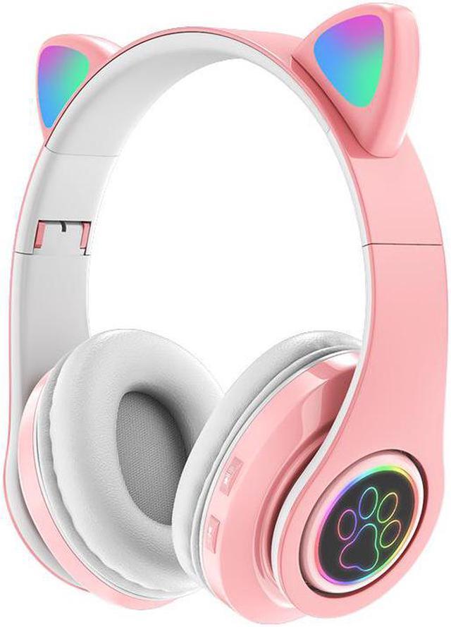 Main image of Gemdeck Wireless Headphones Cat Ear LED Light Up Bluetooth Foldable Headphones Over Ear Microphone