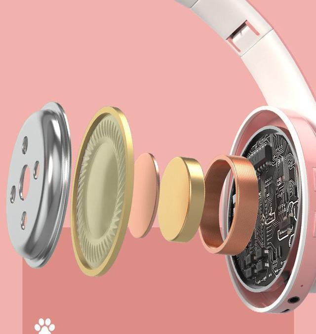 Alt view image 5 of 6 - Gemdeck Wireless Headphones Cat Ear LED Light Up Bluetooth Foldable Headphones Over Ear Microphone