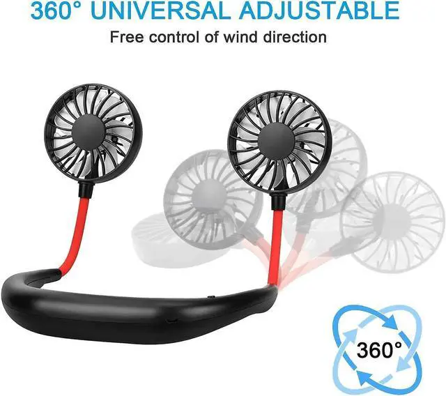 Alt view image 3 of 5 - Gemdeck Neck Fan Portable Personal Hand Mini Lazy person USB Neck Fan 360 Degree Rotation Cooling Handheld Wearable Suitable Fan White