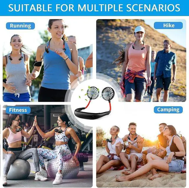 Alt view image 5 of 5 - Gemdeck Neck Fan Portable Personal Hand Mini Lazy person USB Neck Fan 360 Degree Rotation Cooling Handheld Wearable Suitable Fan White
