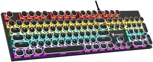 Alt view image 6 of 6 - Gemdeck Retro Steampunk Mechanical Gaming Keyboard, LED Backlit Wrist Rest Keyboard White