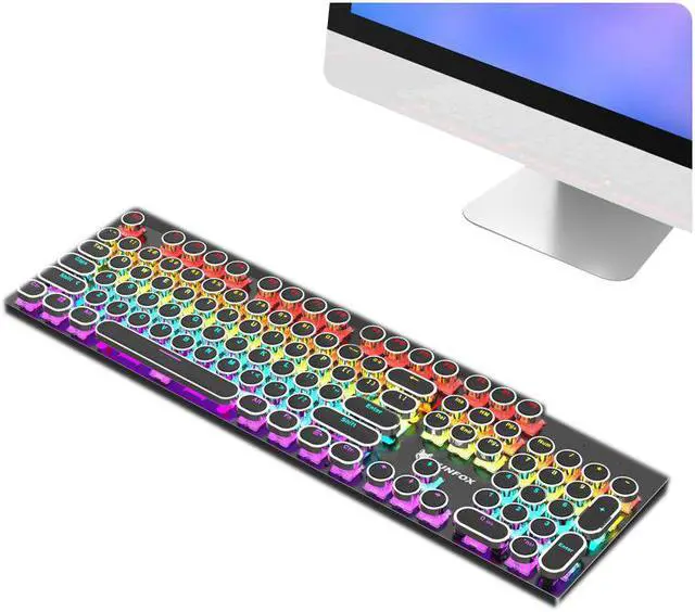 Alt view image 5 of 6 - Gemdeck Retro Steampunk Mechanical Gaming Keyboard, LED Backlit Wrist Rest Keyboard White