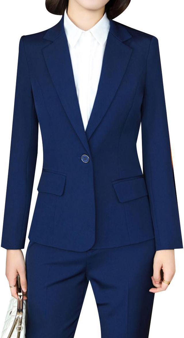 TeresaCollections - Jacket and Pants Navy Blue Two Button Women Business  Suits-tmf.edu.vn