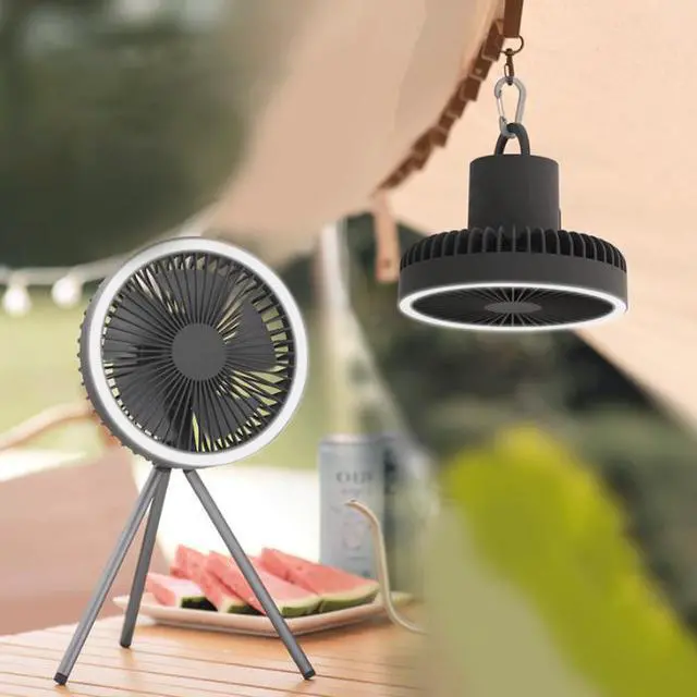Alt view image 2 of 7 - Gemdeck Portable Rechargeable Tripod Fan, Battery Operated Fan with Tent Hook Gray