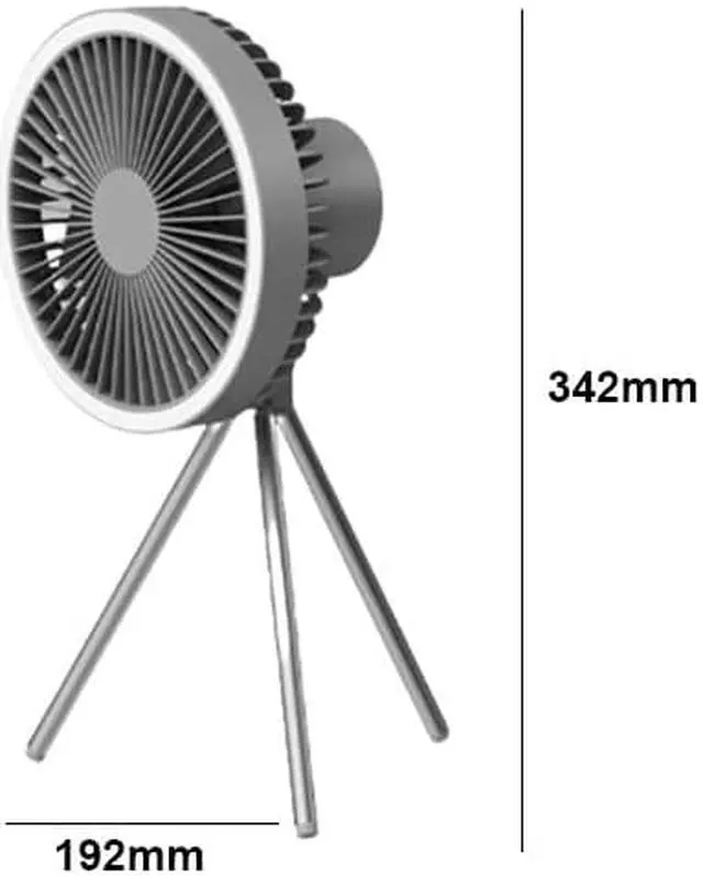 Alt view image 6 of 7 - Gemdeck Portable Rechargeable Tripod Fan, Battery Operated Fan with Tent Hook Gray